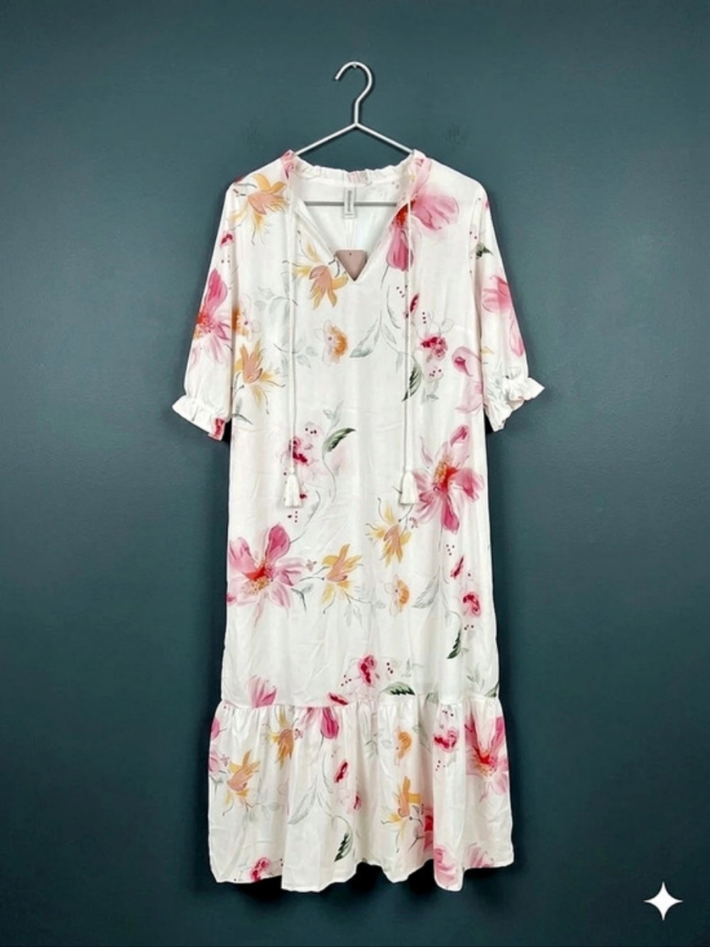 Floral Boho Dress White & Pink